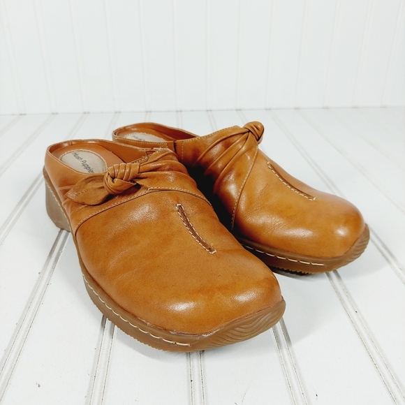 Hush Puppies Knuckle Camel Leather Mules C913 - Picture 5 of 13